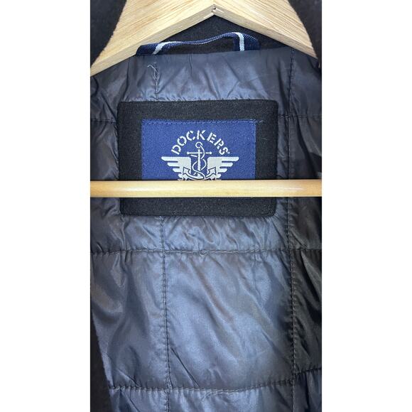 Dockers Men's Size L Black Insulated Zip Up Woold Overcoat SI 0003 - Picture 6 of 8